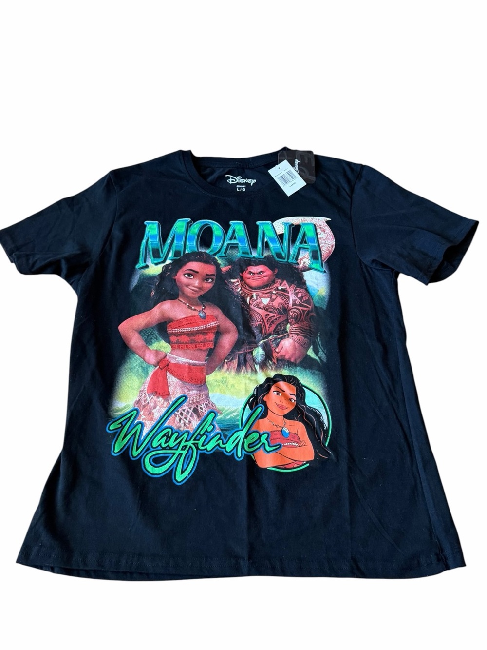 Disney Moana Wayfinder Graphic T-Shirt Black Size Large NWT Maui